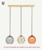 High-end Color Water Patterned Glass Ball Pendant Light Bedroom Bedside Lamp Creative Dining Living Room Bar Counter Chandelier