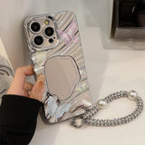 Y2K Butterfly Plating Wave Mirror Phone Case For iPhone 16 15 14 13 12 11 Pro Max XR X XS 7 8 Plus Bracelet Shockproof Cover
