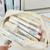 Simple Solid Color Square Pencil Case Large Capacity Classified Storage Pencil Bags Multifunctional Student Stationery Organizer