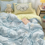 Bowknot Bedding Set Ins Girl Plaid Washed Dormitory Bed Sheet Quilt Cover Student Dormitory Three-piece Set