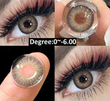 1pair Natural Contact Lenses with Diopters Colored Lenses 0 to -6.00 Degrees Graduation Blue Pupils Myopia Lenses Eyes
