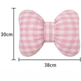 Cute Bedroom Bedside Pillow Home Decor Waist-Support Creative Plaid Bow Decorative