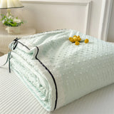 Ins Girl Bow Summer Thin Quilt Seersucker Washed Cotton Summer Quilt Single Dormitory Air Conditioner Blanket Machine Washable