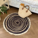 Cotton Linen Carpet for Living Room Muslim Round Plain Floor Mat Hand-Woven Bedroom Area Rug Portable Outdoor Picnic Camping Mat