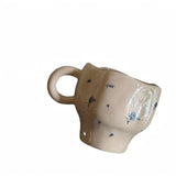 Original handmade blue rose cup ceramic high-value mug