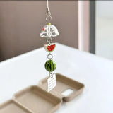 INS Korea Watermelon Fruit Charm Phone Pendant Crystal Wristband Keychain Bracelet Lanyard Cord