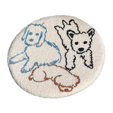 Round Seat Cushion Soft Cartoon Dog Stripe Plush Floor Chair Sofa Pad Support Home Office Autumn Winter Warm Decor 40x40cm