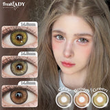 1 Pair Asian Series Colored Contact Lenses Natural Brown Pupils Eyes Contact lenses Green Soft Contacts 14.50mm