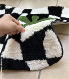 Plaid Irregular Kitchen Rugs Soft Fluffy Tufting  Carpet Rugs Non-Slip Abosrbent Bathroom Floor Mat Bedroom  Toilet Door Carpet