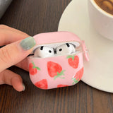 Korea Cute Pink Strawberry Pattern Silicone Earphone Case for AirPods Pro 2 AirPods 4 AirPods 1 2 3 Soft Protection Cover Coque