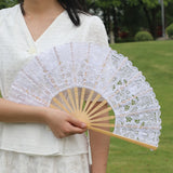Lace Bamboo Hand Fan Lightweight Floral Lace Hand Fan Retro Lace Fan Portable For Cosplay Bridal Accessories Tea Parties