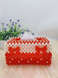 Bead String Pearl Bow Tissue Boxes Originality Manual Toilet Paper Storage Box Hotel Home Shower Room Desktop Tissue Box