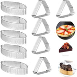10PCS Fan-Shaped Pastry Rings Stainless Steel perforate non-stick Cake Mousse Tart Ring profession French Pastry Baking Tools