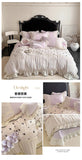Princess Style Duvet Cover Set Lace Ruffles Rose Embroidery Bed Cover Bed Sheet Pillowcase Soft Bedding Set Decor Gift for Home