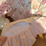 Cute Girl Lace Pillow Cushion Cotton Detachable Cores Home Bedroom Decoration Bed Sofa Bow Letter Printed Pink Pillow 45cmx45cm