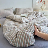 100% Cotton Stripe 3-Piece Duvet Cover Set (1 Duvet Cover + 2 Pillowcases),Yarn-Dyed,Soft Bedding Set, Multiple Sizes