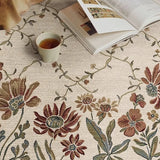 Round Living Room Carpet Retro Light Luxury Fashion Bedroom Rug Large Area Floral Print Sofa Coffee Table Mats Alfombra 러그 Tapis