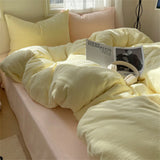 Solid Color Bedding Set Soft Duvet Cover Set With Sheet Bedroom Decor Skin Friendly Single Double Four Piece Set Home Textiles