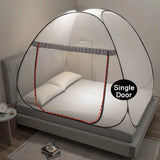 Mongolian Yurt Foldable Mosquito Net Tent No Assembly Required, Breathable Polyester Fabric, with Single or Double Doors