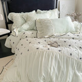 Princess Style Duvet Cover Set Lace Ruffles Rose Embroidery Bed Cover Bed Sheet Pillowcase Soft Bedding Set Decor Gift for Home