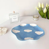 Cloud Ceramic Plate Fruit Dessert Breakfast Plate Home Korean Version Small Fresh Cloud Hand Painted Cute Girl Heart Gift