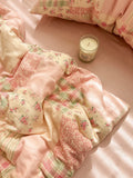 Pure Cotton Floral Printed Double Layer Bedding Set Four Pieces 8 Meters Country Sle Bed eet Cover Quilt Cover Tee Pieces