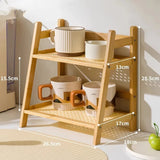 Countertop Organizer 2 Layer Coffee Cup Holder Multipurpose Bamboo Storage Shelf for Hotel Apartment Dressing Table Shelf Home