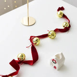 2.7m Christmas Velvet Bell Strings Red Iron Bell Ribbons Bell Pendant Wreath Decoration Handmade Xmas Tree Hanging Bells