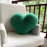 Fox Fur Imitation Heart-Shaped Cushion Plush Sofa Pillow Available for Living Rooms and Bedrooms