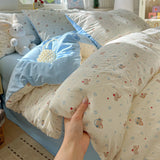 Ikeehome  new class A super soft washable four-piece cartoon quilt cover dormitory bed sheet three-piece bedding