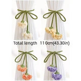 2PCS Fashion Flower Shape Adjustable Curtain Tieback  Window Curtain Buckles Tassels No Punching Curtain Rope Holder Living Room