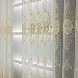 European High-End Pearl Lace Embroidered Sheer Curtains For Living Rooms, Beige Tulle Curtains For Bedroom, Home Window Curtains