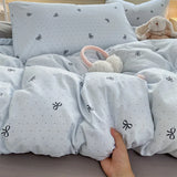 New Floral Double-piece Washed Cotton Quilt Cover  Skin-friendly Breathable Student Dormitory Duvet Covers Without Pillowcases