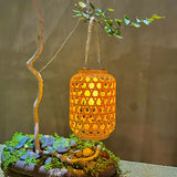 1PC Solar Imitation Bamboo Lantern Outdoor Waterproof Plastic Rattan Lantern Courtyard Decoration Garden Light