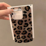 Retro Gradient Pink Texture Laser Phone Case For iPhone 17 16 Pro Max 15 14 13 12 11 XS 7 8 Plus 16E Stylish Leopard Print Cover