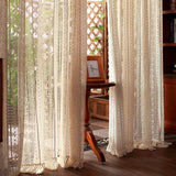 Cotton Hollow design Curtains Road Pocket Shade Curtain Tassel for Kitchen Bedroom Living Room Bay Window Cabinet Curtain