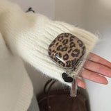 Brown Leopard Print Earphone Case For Samsung Galaxy Buds 2 Live Cases Keyring for Buds 3 Pro FE Core Buds3 Soft Headphone Cover