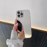 Brief Silver Golden Mirror Shockproof Case for iPhone 16 15 14 13 12 11 Pro Max X XR XS Electroplated Hard Back Cover