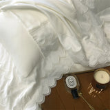 4Pcs Pink Princess Lace Edge Lyocell Eucalyptus Fiber Soft Silky Bedding Set Duvet Cover Set Bed Sheet/Fitted Sheet Pillowcases