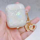 Dreamy Pearl Shell Soft Case For AirPods 4 3 2 1 Pro 2 2nd Cover Funda Wireless Headphone Coque Accessories Box With Keychain