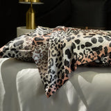 Leopard zebra print luxury high-end silk bedding set soft silk satin king size duvet cover sheet set