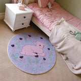 Round Living Room Carpet Purple Little Sheep Pattern Bedside Bedroom Rug Fashionable Ins Style Plush Sofa Coffee Table Mat Tapis