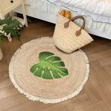 Cotton Linen Carpet for Living Room Muslim Round Plain Floor Mat Hand-Woven Bedroom Area Rug Portable Outdoor Picnic Camping Mat