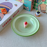 6.2 Inch Ceramic Plate Round Korean Style Ins Household Food Container Fruit Salad Dessert Breakfast Plates Kitchen Dishes Gifts