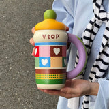 316 Stainless Steel Straw Cup High Appearance Level Portable Insulated Coffee Cup Girls Outdoors Student Portable Water Bottle