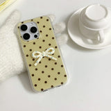 Fresh Stereo Bow Polka Dot Mobile Phone Case Suitable for Apple for Iphone16Promax Case/For Iphone15Promax Case/14Pro Case/13 Iphonecase/Fashionable Women's Mobile Phone Case/Simple Mobile Phone Case