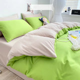 Luxury Washed Cotton Solid Bedding Set 3-4 Pcs Yellow Home King Size Duvet Cover Set with Flat Sheets Simple Queen Bedding Sets