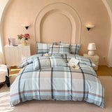 100% Cotton Bedding Set Brushed Gradient Stripes Duvet Cover Flowers Sheet Set King Queen Affordable Luxury for Bedroom Decor