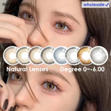 0~-6.00 Natural Korean Lenses 1Pair Colored Contact Lenses Brown Lenses Blue Eye Fashion Lenses