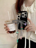 Colorful summer leather fundas for iphone 15 pro max 13pro 14pro 15promax 12 14 13 ins bowknot rope pendant simple phone case